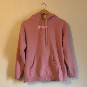 Glossier Original Pink Hoodie size Large